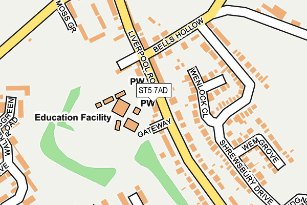 ST5 7AD map - OS OpenMap – Local (Ordnance Survey)