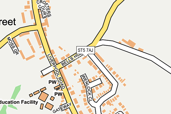 ST5 7AJ map - OS OpenMap – Local (Ordnance Survey)