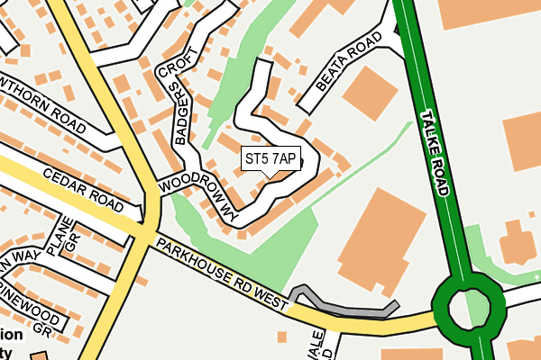 ST5 7AP map - OS OpenMap – Local (Ordnance Survey)