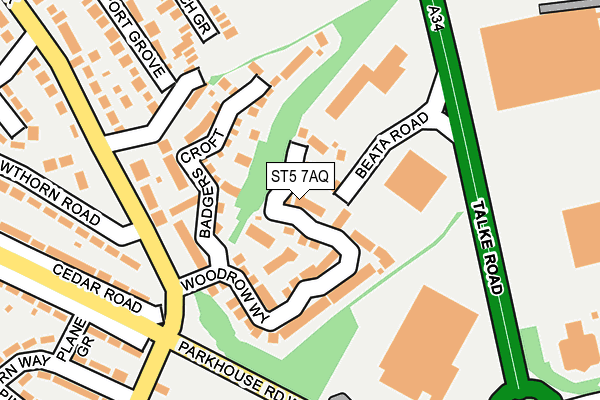 ST5 7AQ map - OS OpenMap – Local (Ordnance Survey)