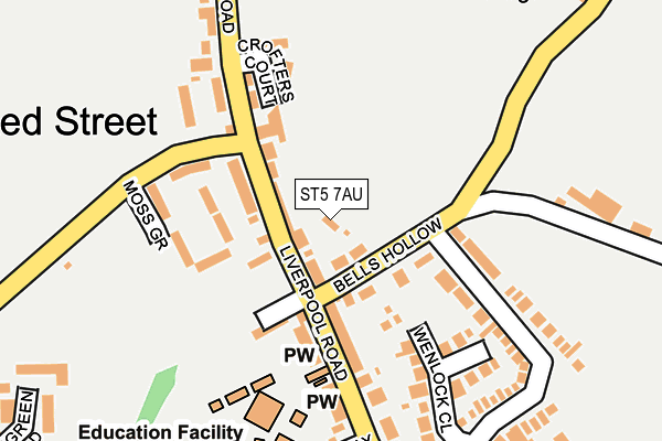 ST5 7AU map - OS OpenMap – Local (Ordnance Survey)