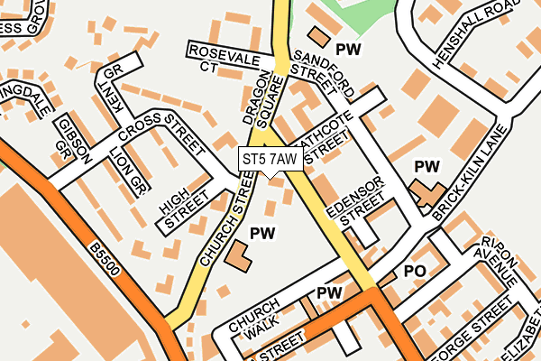 ST5 7AW map - OS OpenMap – Local (Ordnance Survey)