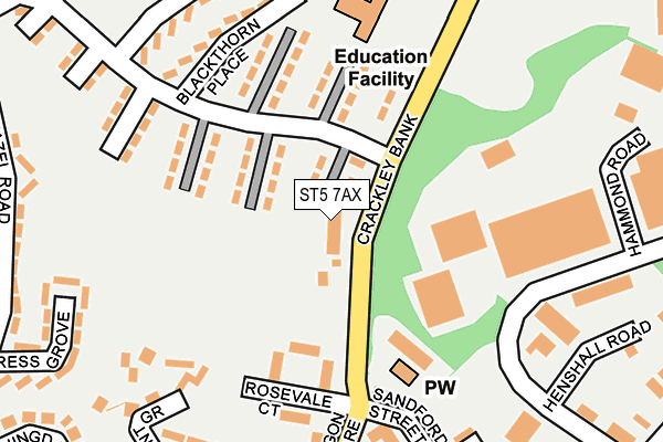 ST5 7AX map - OS OpenMap – Local (Ordnance Survey)