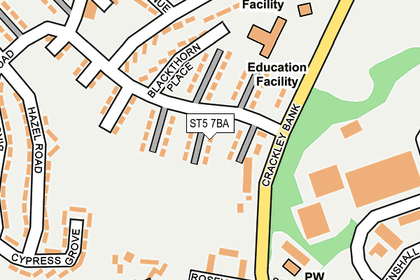 ST5 7BA map - OS OpenMap – Local (Ordnance Survey)