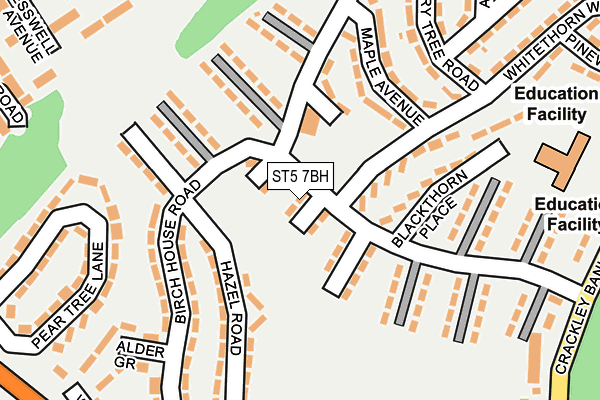 ST5 7BH map - OS OpenMap – Local (Ordnance Survey)