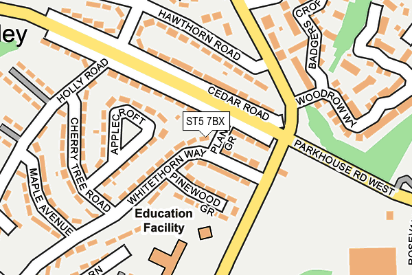 ST5 7BX map - OS OpenMap – Local (Ordnance Survey)