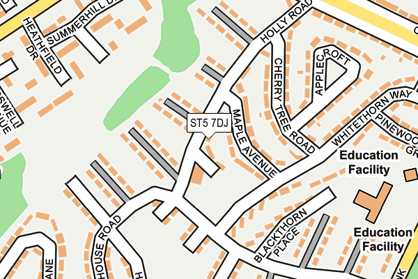 ST5 7DJ map - OS OpenMap – Local (Ordnance Survey)