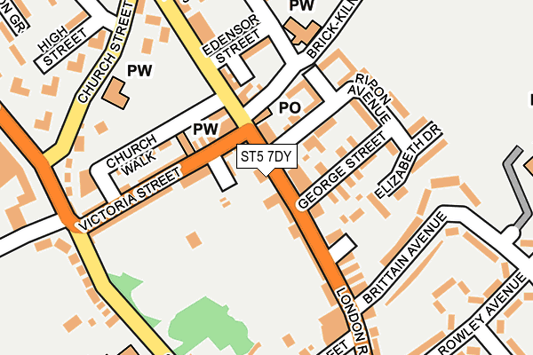 ST5 7DY map - OS OpenMap – Local (Ordnance Survey)