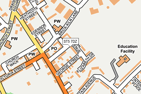 ST5 7DZ map - OS OpenMap – Local (Ordnance Survey)