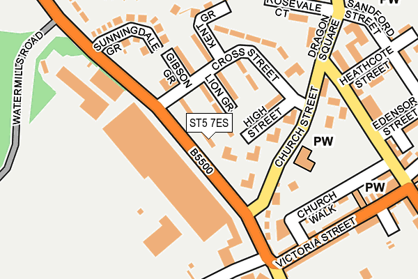 ST5 7ES map - OS OpenMap – Local (Ordnance Survey)