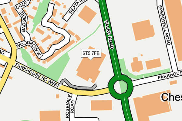 ST5 7FB map - OS OpenMap – Local (Ordnance Survey)