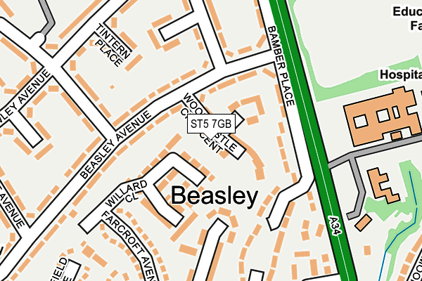 ST5 7GB map - OS OpenMap – Local (Ordnance Survey)