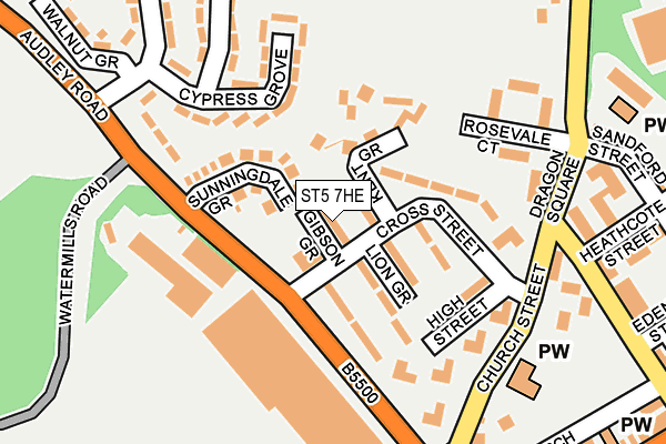 ST5 7HE map - OS OpenMap – Local (Ordnance Survey)