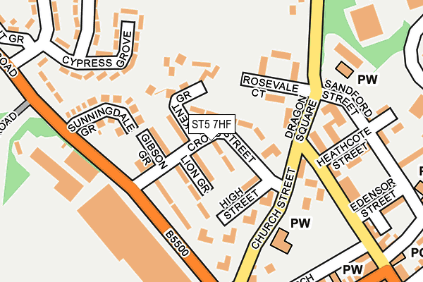ST5 7HF map - OS OpenMap – Local (Ordnance Survey)