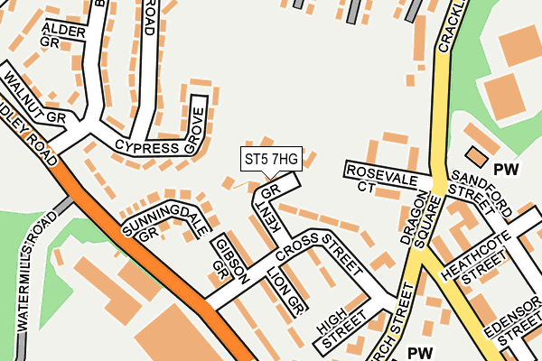 ST5 7HG map - OS OpenMap – Local (Ordnance Survey)