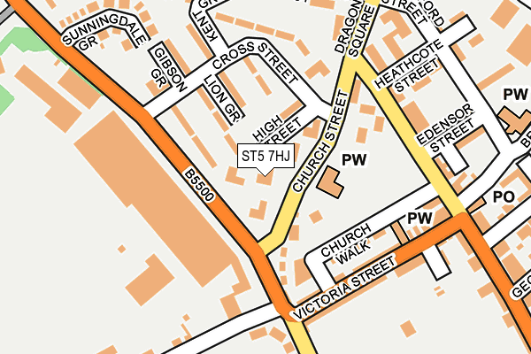 ST5 7HJ map - OS OpenMap – Local (Ordnance Survey)