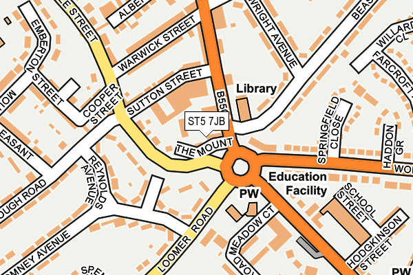 ST5 7JB map - OS OpenMap – Local (Ordnance Survey)