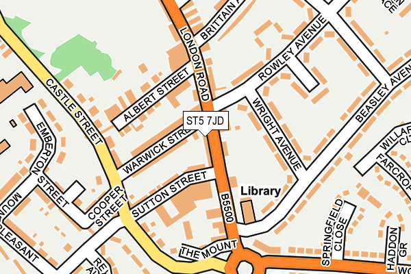 ST5 7JD map - OS OpenMap – Local (Ordnance Survey)