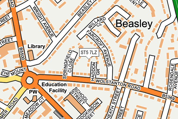 ST5 7LZ map - OS OpenMap – Local (Ordnance Survey)