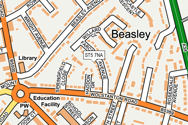 ST5 7NA map - OS OpenMap – Local (Ordnance Survey)