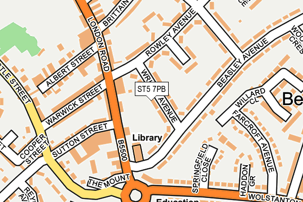 ST5 7PB map - OS OpenMap – Local (Ordnance Survey)