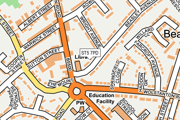 ST5 7PD map - OS OpenMap – Local (Ordnance Survey)