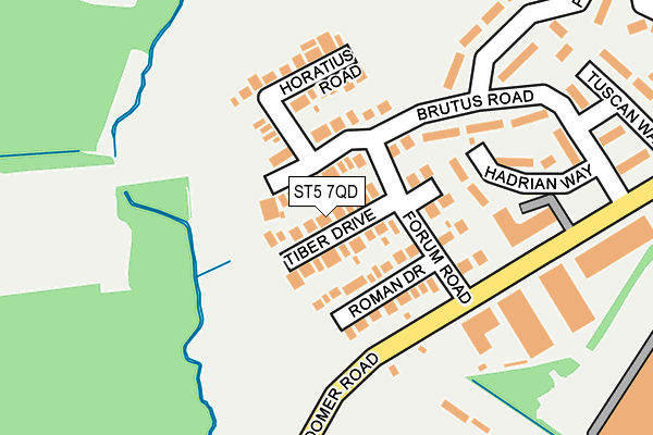 ST5 7QD map - OS OpenMap – Local (Ordnance Survey)