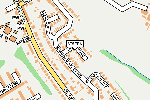 ST5 7RA map - OS OpenMap – Local (Ordnance Survey)