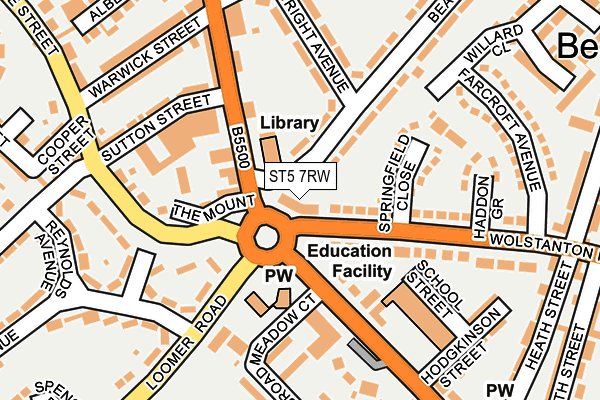 ST5 7RW map - OS OpenMap – Local (Ordnance Survey)