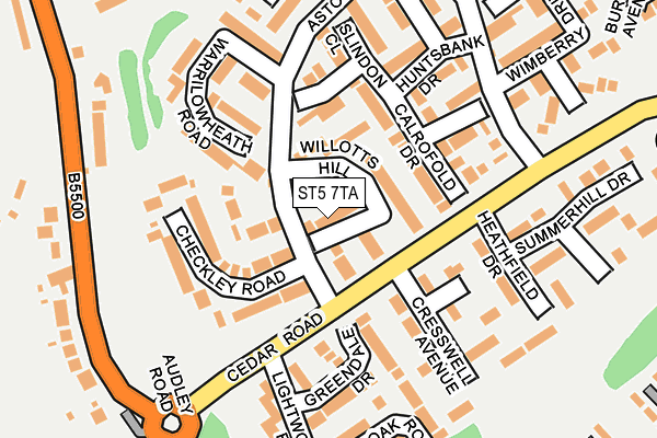 ST5 7TA map - OS OpenMap – Local (Ordnance Survey)