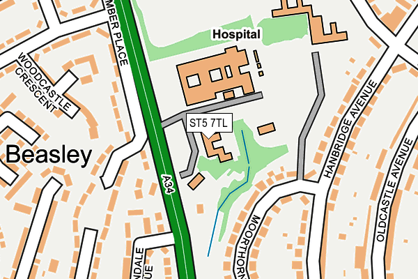 ST5 7TL map - OS OpenMap – Local (Ordnance Survey)