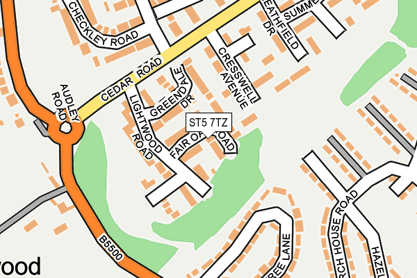 ST5 7TZ map - OS OpenMap – Local (Ordnance Survey)