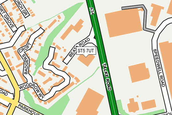 ST5 7UT map - OS OpenMap – Local (Ordnance Survey)