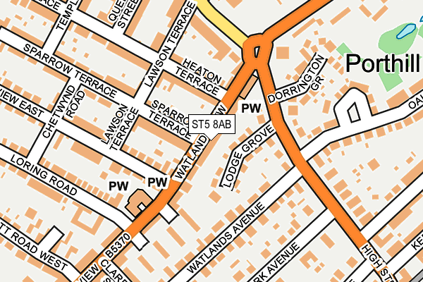 ST5 8AB map - OS OpenMap – Local (Ordnance Survey)