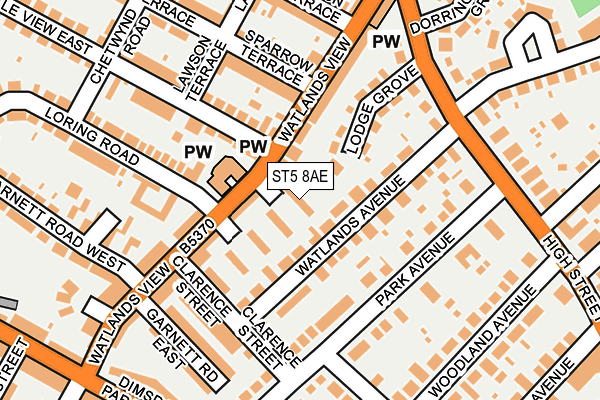 ST5 8AE map - OS OpenMap – Local (Ordnance Survey)