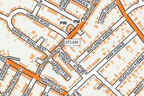 ST5 8AF map - OS OpenMap – Local (Ordnance Survey)