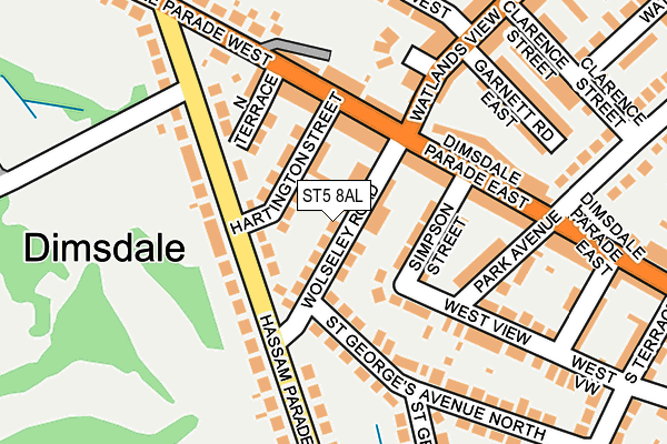 ST5 8AL map - OS OpenMap – Local (Ordnance Survey)