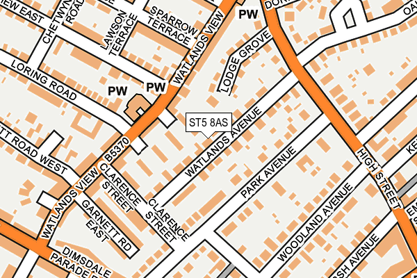 ST5 8AS map - OS OpenMap – Local (Ordnance Survey)