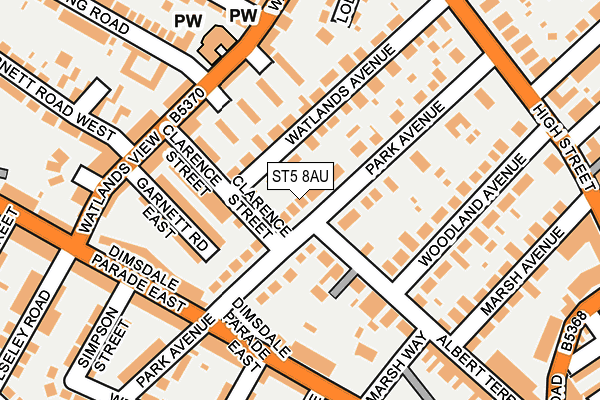 ST5 8AU map - OS OpenMap – Local (Ordnance Survey)