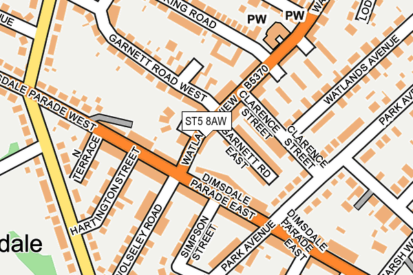 ST5 8AW map - OS OpenMap – Local (Ordnance Survey)