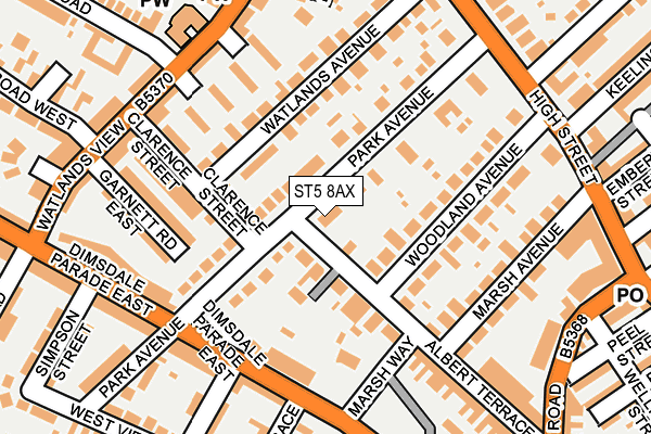 ST5 8AX map - OS OpenMap – Local (Ordnance Survey)