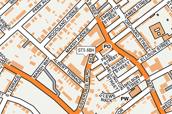 ST5 8BH map - OS OpenMap – Local (Ordnance Survey)