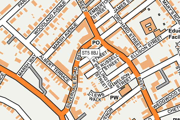 ST5 8BJ map - OS OpenMap – Local (Ordnance Survey)