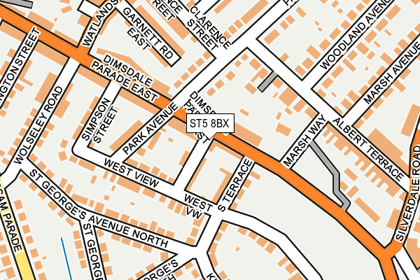 ST5 8BX map - OS OpenMap – Local (Ordnance Survey)