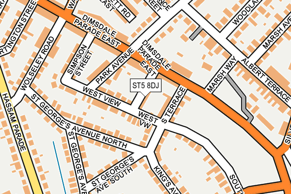 ST5 8DJ map - OS OpenMap – Local (Ordnance Survey)