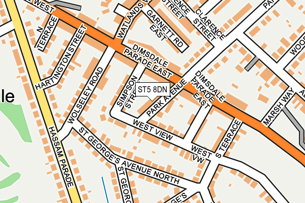 ST5 8DN map - OS OpenMap – Local (Ordnance Survey)