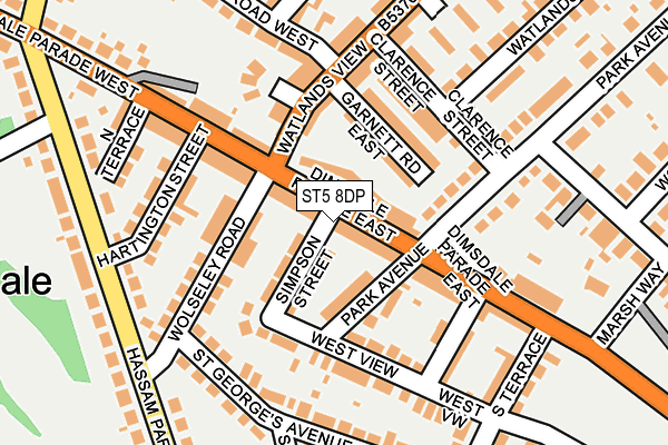 ST5 8DP map - OS OpenMap – Local (Ordnance Survey)