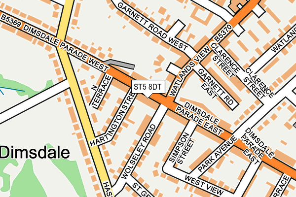 ST5 8DT map - OS OpenMap – Local (Ordnance Survey)