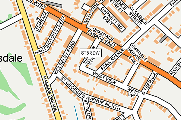 ST5 8DW map - OS OpenMap – Local (Ordnance Survey)
