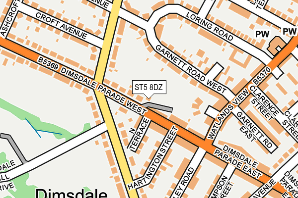 ST5 8DZ map - OS OpenMap – Local (Ordnance Survey)